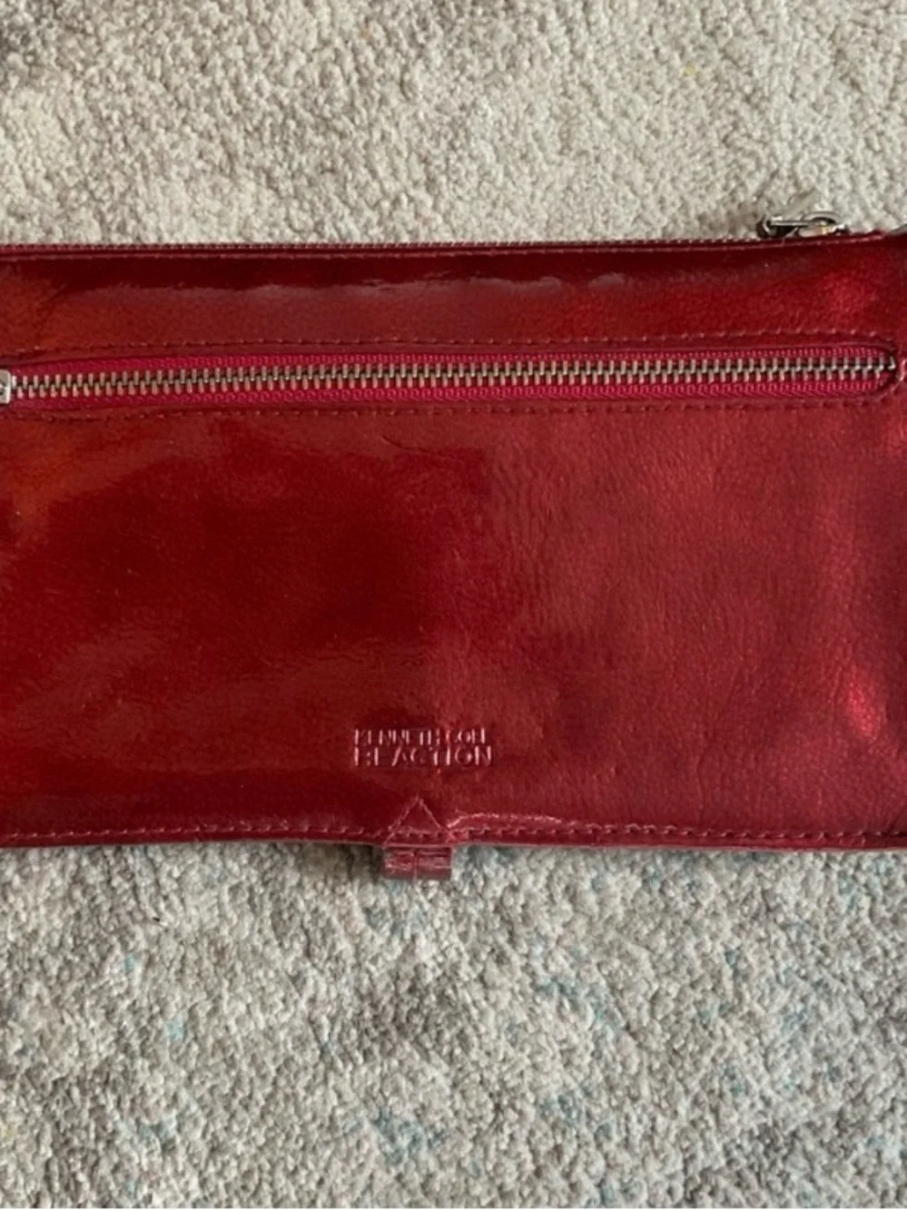 Kenneth Cole Reaction Red Clutch with Silver Hardware